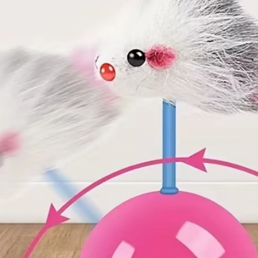Interactive Furry Toy for Small Pets Pink Feather Toys Cat Kitty Colorful